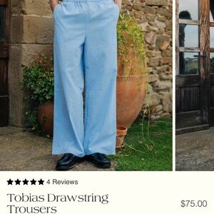 Blue Striped Drawstring Trousers